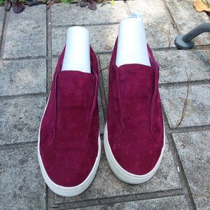 J/Slides NYC Women's Slip On Red Suede Leather Sneakers